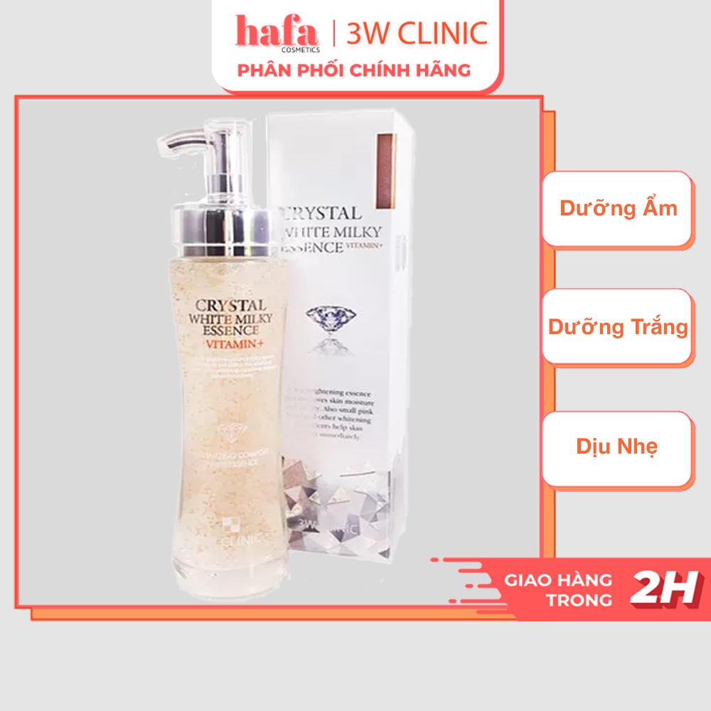 Tinh chất dưỡng trắng tái tạo da từ Vitamin 3W Clinic Crystal White Milky Essence Vitamin+ 150ml _ 3W Clinic Chính Hãng