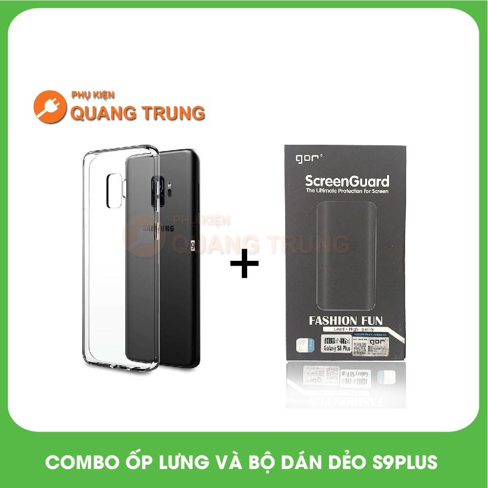 Combo ốp silicon s9plus và bộ 3 dán dẻo Gor s9plus chính hãng