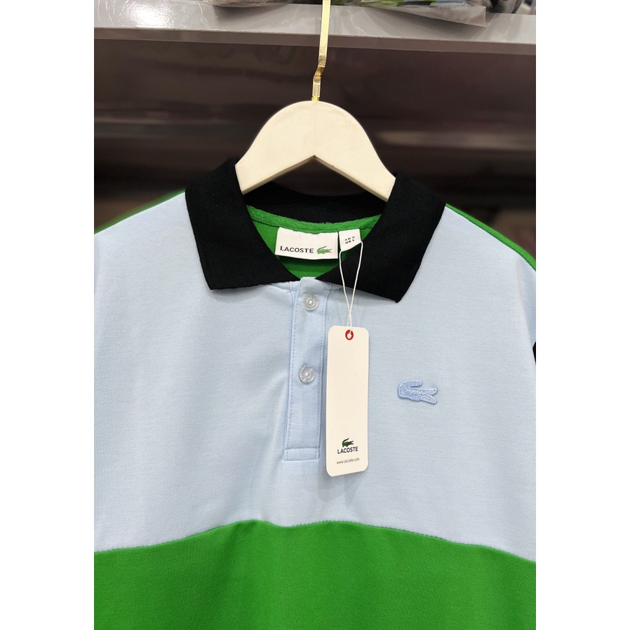 ÁO THUN CỔ TRỤ LACOSTE XANH DƯƠNG XANH LÁ ĐEN VNXK   - COTTON CÁ SẤU 100%