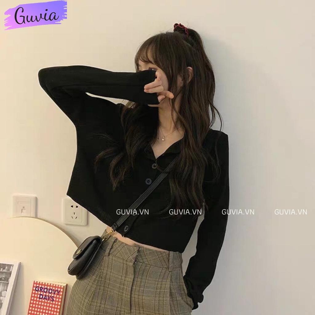 Áo Croptop Tay Dài Nữ YAN Ulzzang, Áo thun nữ dài tay chất vải tốt mặc đẹp CRT 7 GUVIA