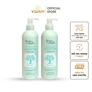Dầu gội xả, Cặp gội xả Biotin Collagen phục hồi tóc và ngăn gầu chai xanh biển 500ml - 1000ml