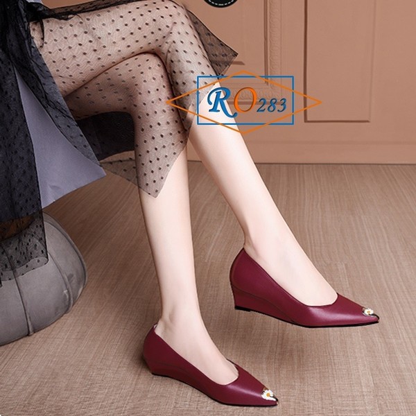 [Freeship] Giày cao gót nữ đẹp đế vuông 5cm hàng hiệu rosata hai màu đen đỏ ro283