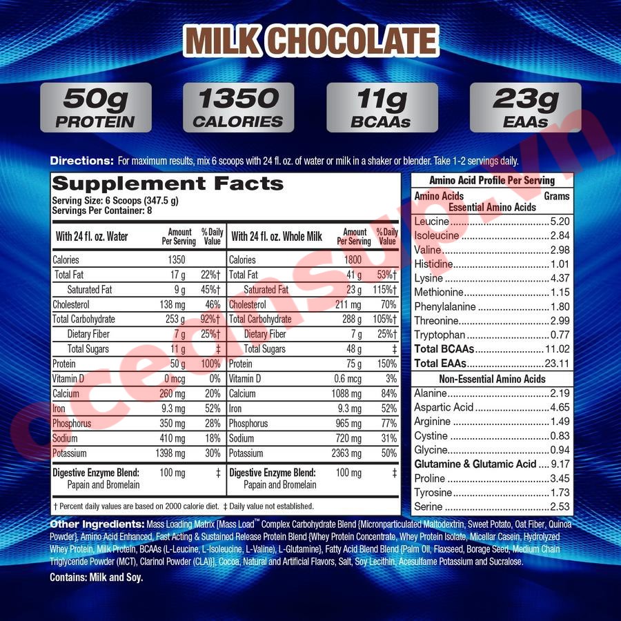 Up Your Mass XXXL 1350 Sữa Tăng Cân Tăng Cơ Mỹ Đế 5.4kg