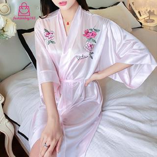 Áo choàng mặc ngủ in họa tiết hoa tay lỡ hợp thời trang quyến rũ cho nữ