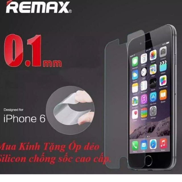 Kính cường lực siêu mỏng cho iPhone 6/6S hiệu Remax .tặng ốp silicon