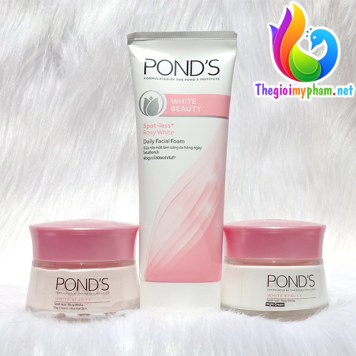 Combo Kem Dưỡng Trắng Hồng Pond Ngày + Đêm Và Sữa Sữa Rửa Mặt Pond 100g