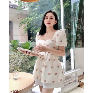 Set bộ babydoll họa tiết thêu nổi