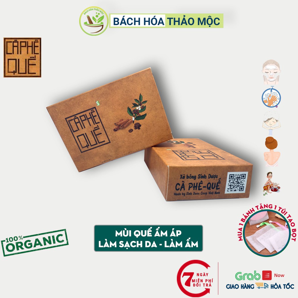 Xà Bông HandMade Xà Bông Sinh Dược Cafe Quế 100gram Xà Phòng Tắm Sạch Da, Làm Ấm