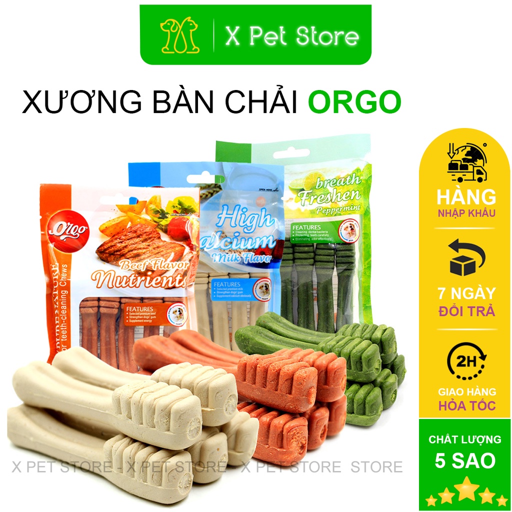 [Mã PET20K giảm 20K đơn 250K] Xương Gặm Orgo Cho Chó Bổ Sung Canxi hình Xương Bàn Chải