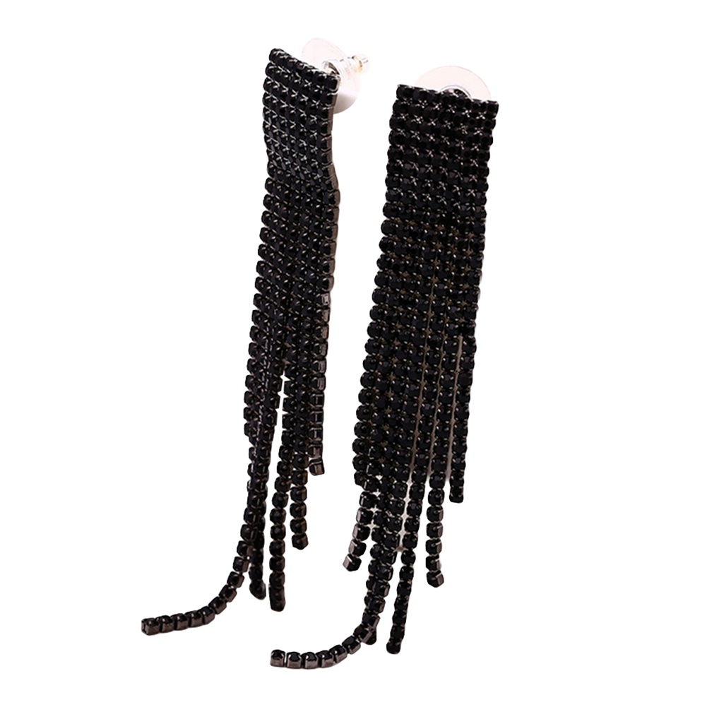 Khuyên tai phối sợi tua rua dài thời trang sang trọng