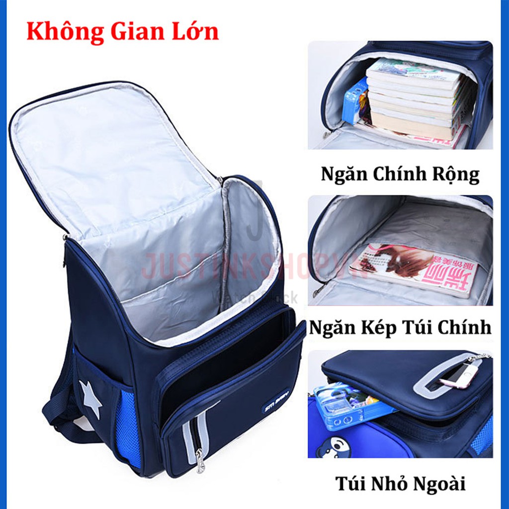 BALO CẶP TÚI ĐEO 2 VAI HỌC SINH SM BABY NAPPY CHỐNG GÙ LƯNG CAO CẤP CHO BÉ - JLVQ-4409-BLHS