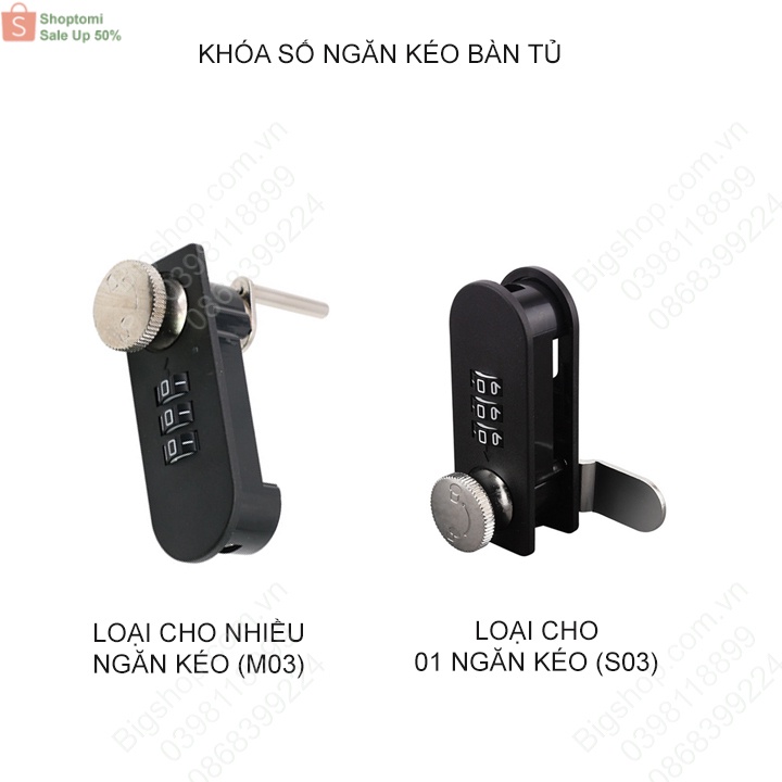 Khóa số hộc tủ, ngăn kéo bàn loại 1 ngăn hoặc nhiều ngăn, tủ để đồ, có thể thay đổi mã số