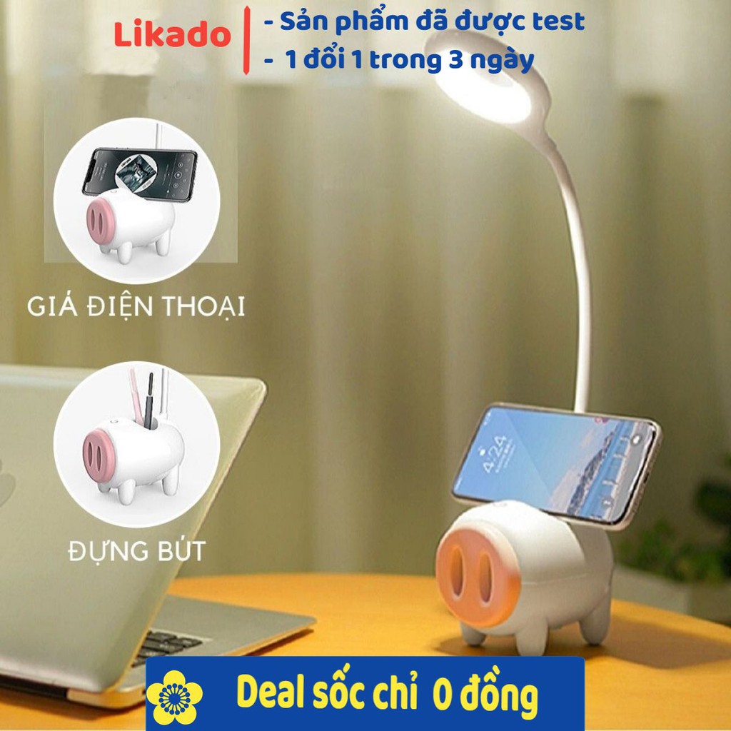 [LIKADO] Đèn học để bàn sạc tích điện đèn led đọc sách đèn bàn làm việc chống cận cho mọi người hình lợn con