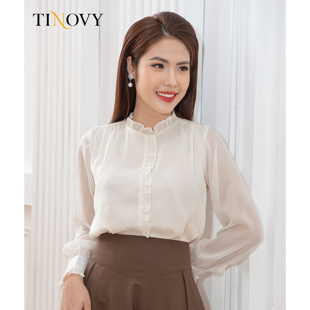 Áo Tơ Cổ Bèo TINOVY A22314