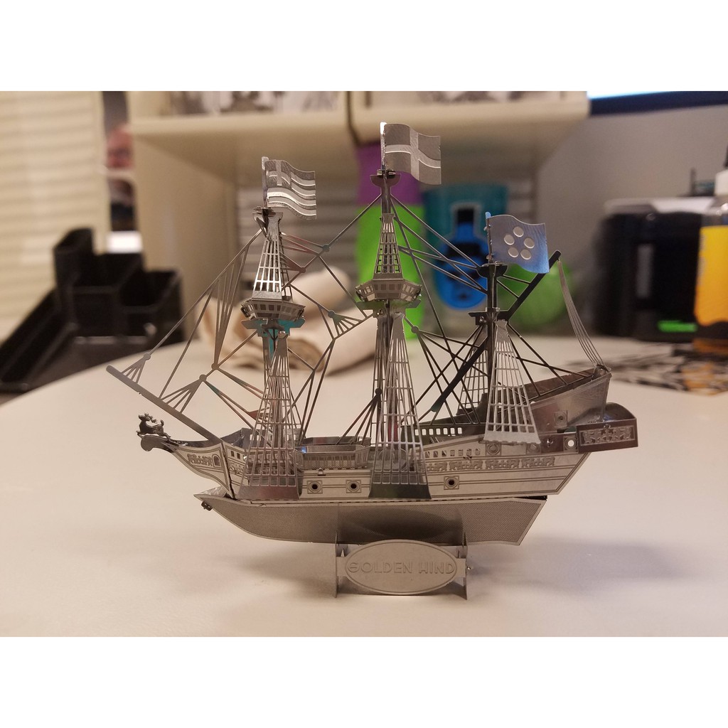 Mô hình 3D kim loại lắp ráp Tàu Golden Hind Bạc [ Chưa lắp ]