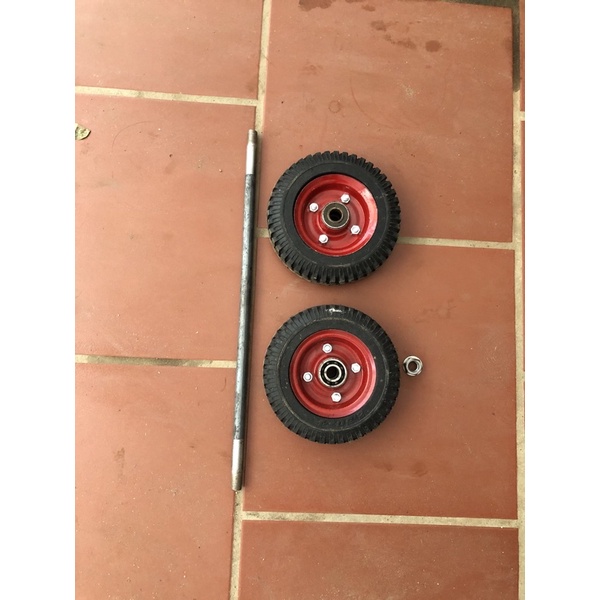Combo 2 bánh xe đường kính 20 cm + trục xe đẩy