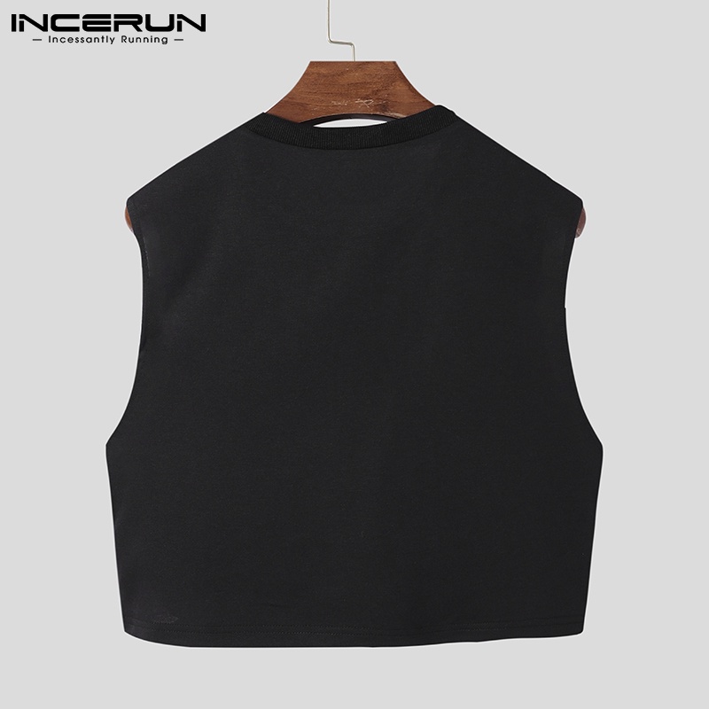 Áo croptop Incerun sát nách in họa tiết phong cách cổ điển thời trang mùa hè cá tính cho nam