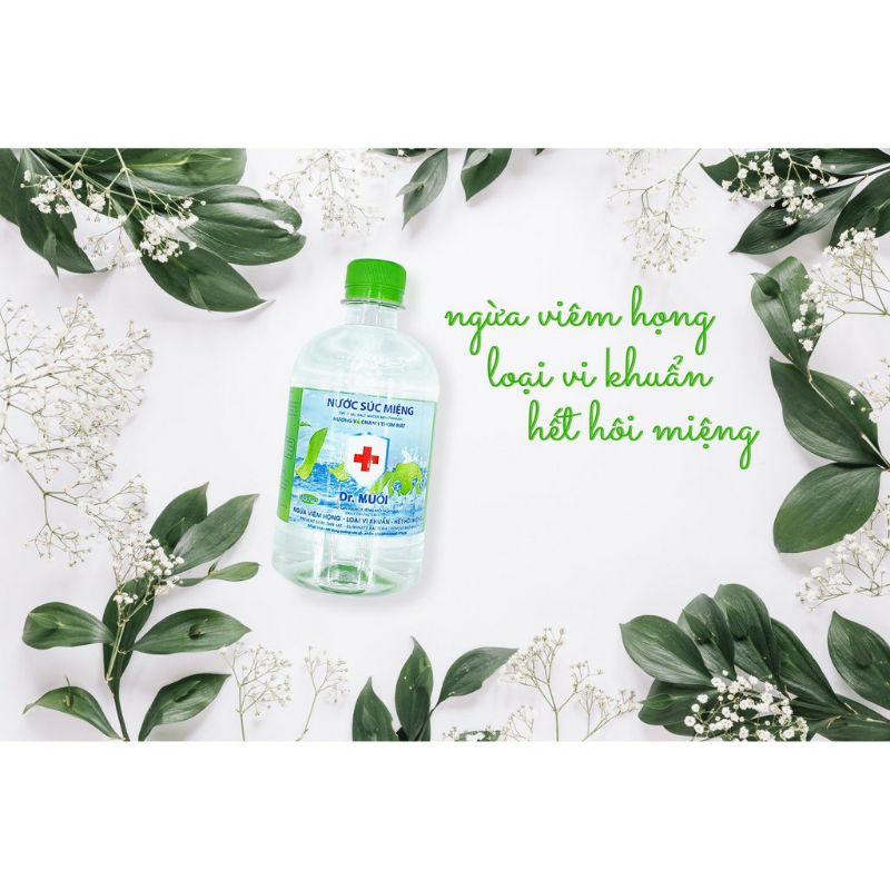 Nước muối súc miệng Dr.Muối hương vỏ chanh 500ml - Dr Muối - ngừa viêm họng , giảm hôi miệng