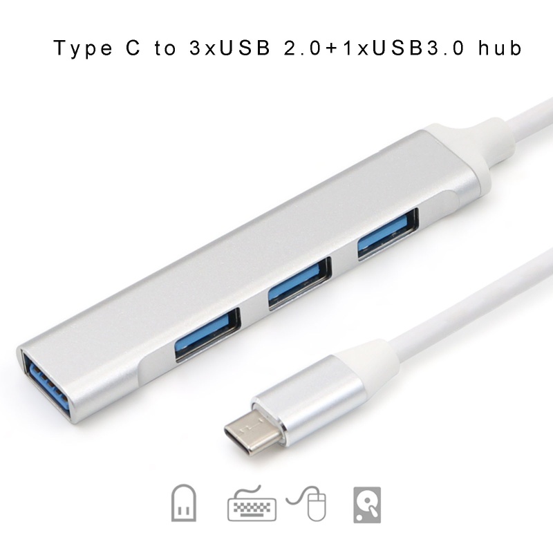 Bộ chia 4 cổng USB C sang 3 cổng USB 2.0 + USB 3.0 cho máy tính/điện thoại/máy tính&lt;br&gt;