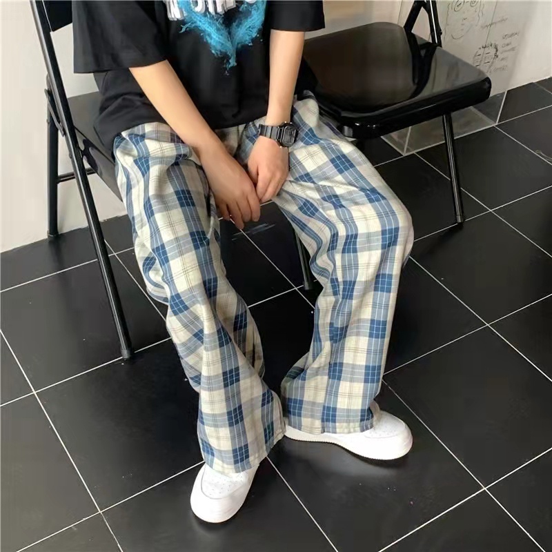Quần ống rộng Họa Tiết Ca Rô Phong Cách Hàn Quốc Dành Cho Nữ