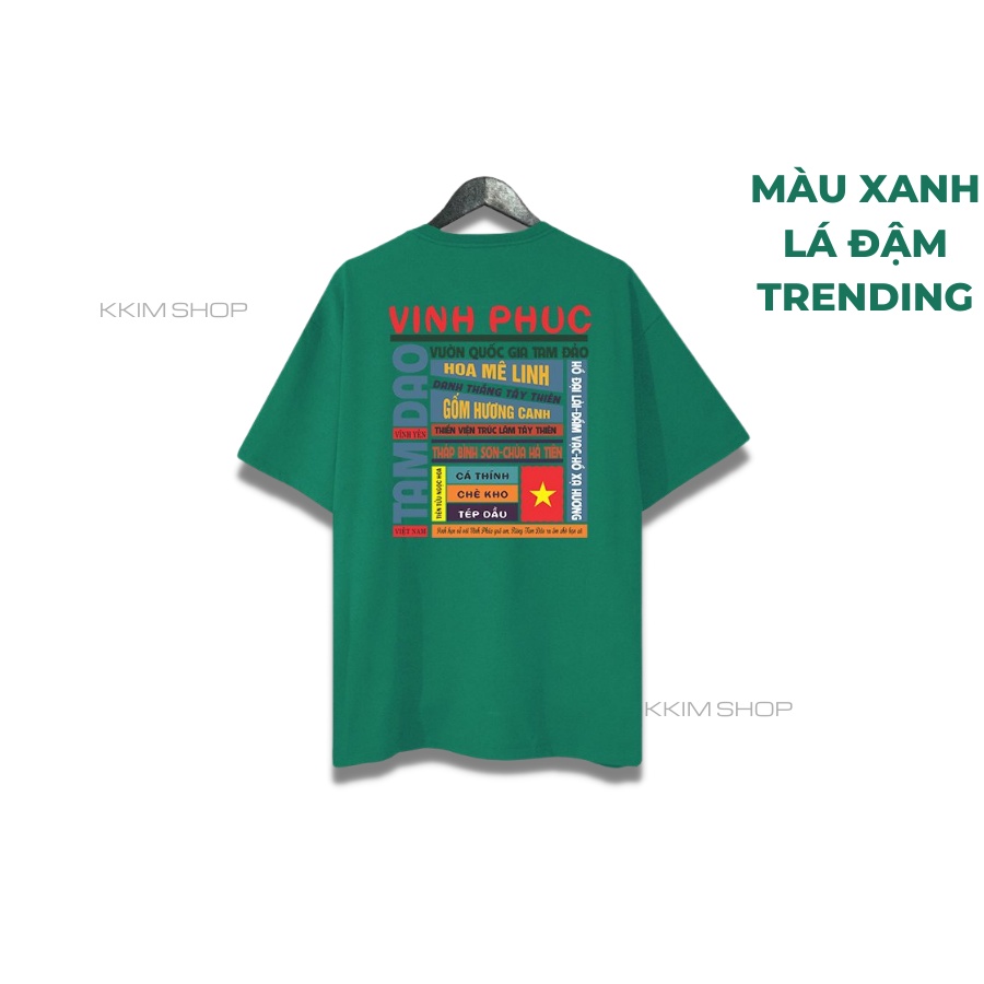 Áo thun tay lỡ VĨNH PHÚC, Áo phông 63 tỉnh thành Form rộng oversize, chất liệu Cotton KKIMSHOP