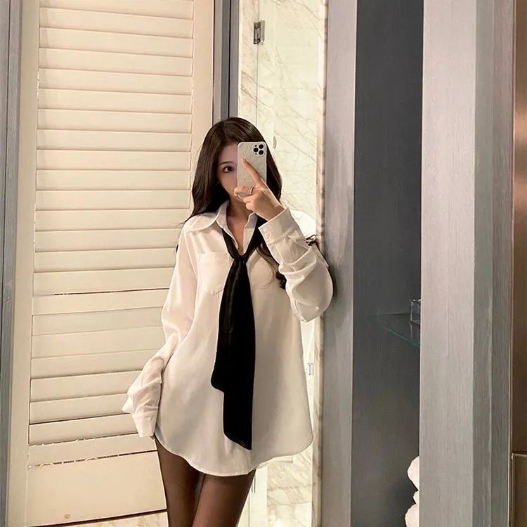 Jiashucheng Áo Sơ Mi Trắng Thiết Kế Đơn Giản Phong Cách Phương Tây Thời Trang Xuân Thu Mới Cho Nữ