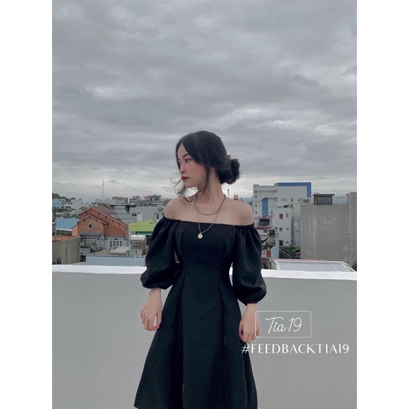 Váy cổ vuông tay bồng Tia19. Đầm trễ vai dáng xoè ulzzang ( Ảnh thật) | BigBuy360 - bigbuy360.vn