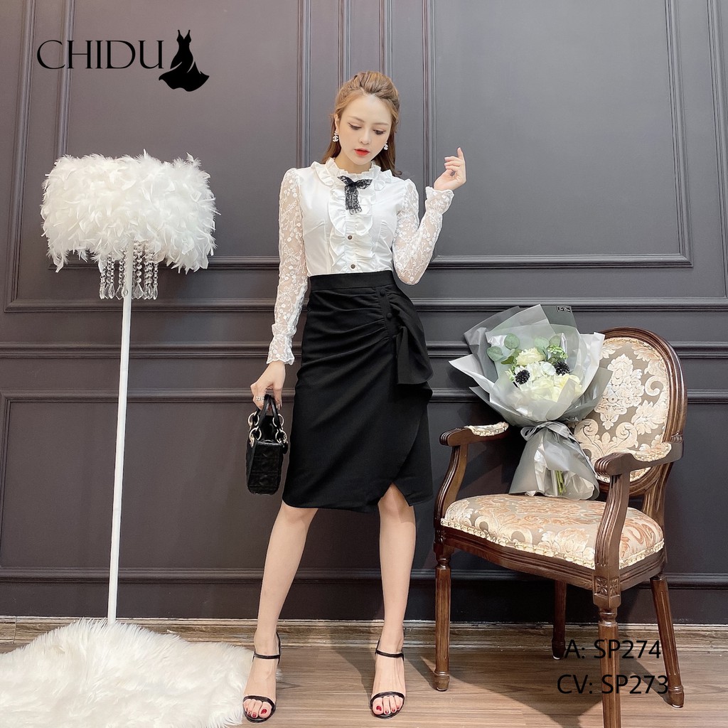 [ Mã WASTRUN4 giảm 10% tối đa 30K đơn 99K] CHIDU Áo sơ mi công sở tay ren phối nơ SP274 | BigBuy360 - bigbuy360.vn