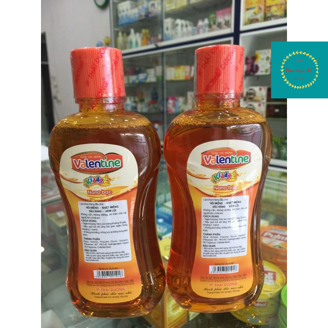 2 Chai Nước Súc Miệng Valentine Kiddy 250ml ( Giành Cho Trẻ Em, Ngừa Nhiệt Miệng, Hôi Miệng)