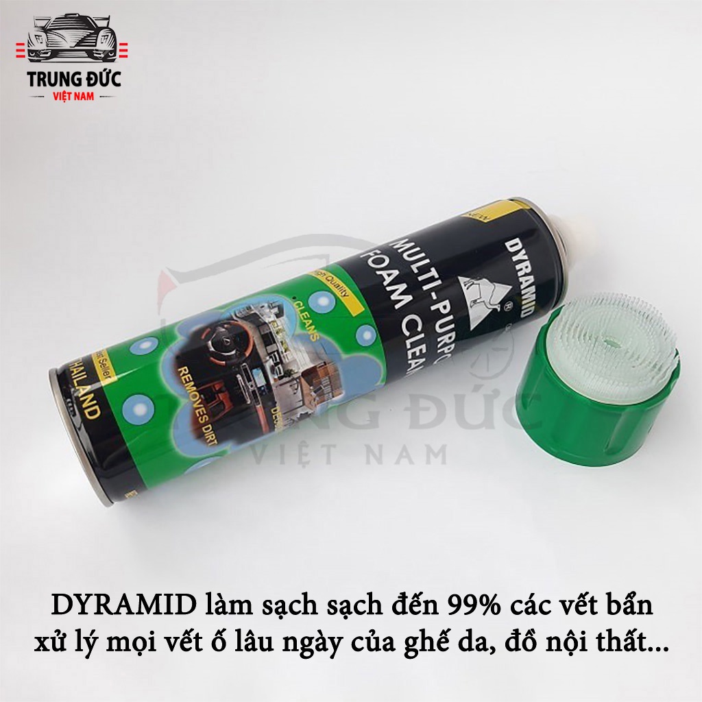 Chai Xịt Bọt Đa Năng TRUNGDUCVN DYRAMID vệ sinh ghế da nội thất Ô Tô Foam Cleaner Màu Xanh