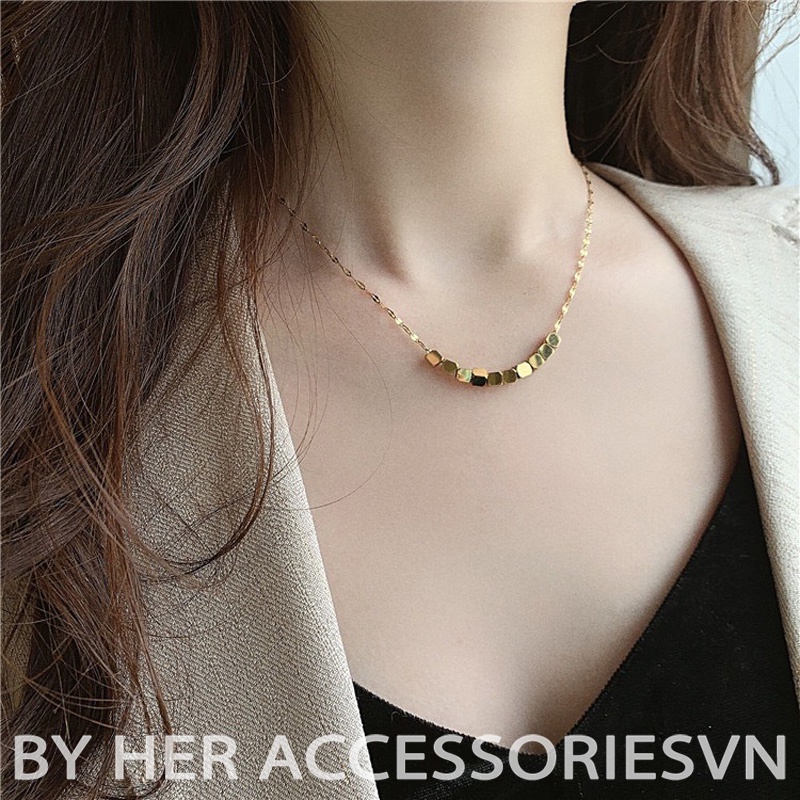 Dây chuyền nữ chuỗi hạt thanh lịch, vòng cổ mặt tròn đơn giản độc đáo Her Accessories C26