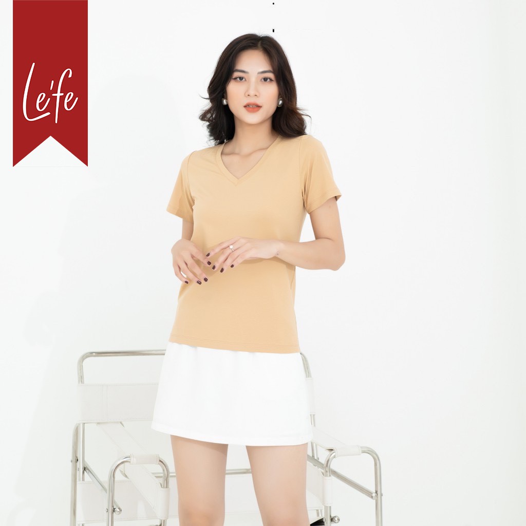 Áo Thun Cotton Nữ Cổ Tim Chất Liệu Cotton Mềm Mịn Mát, Thấm Mồ Hôi Lefe AH01