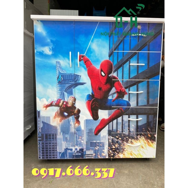 TỦ NHỰA ĐÀI LOAN 2 CÁNH 5 NGĂN IN 3D SIÊU NHÂN NHỆN - HÌNH ẢNH VIDEO THỰC TẾ