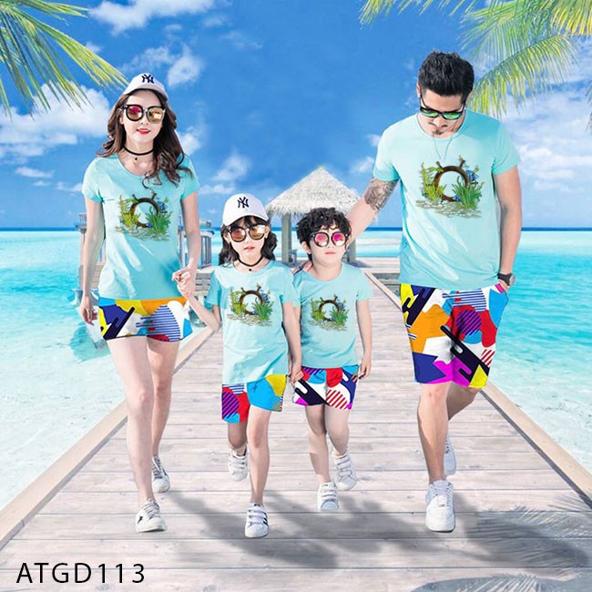 ÁO THUN GIA ĐÌNH IN HÌNH RONG BIỂN SIÊU XINH - ATGD113