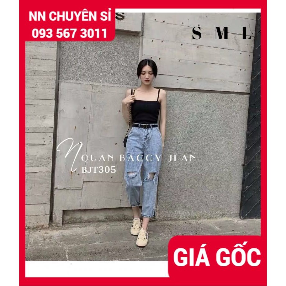 QUẦN BAGGY JEAN RÁCH BJT305 ⚡ẢNH THẬT⚡ QUẦN BAGGY 9 TẤC ⚡ QUẦN JEAN NỮ