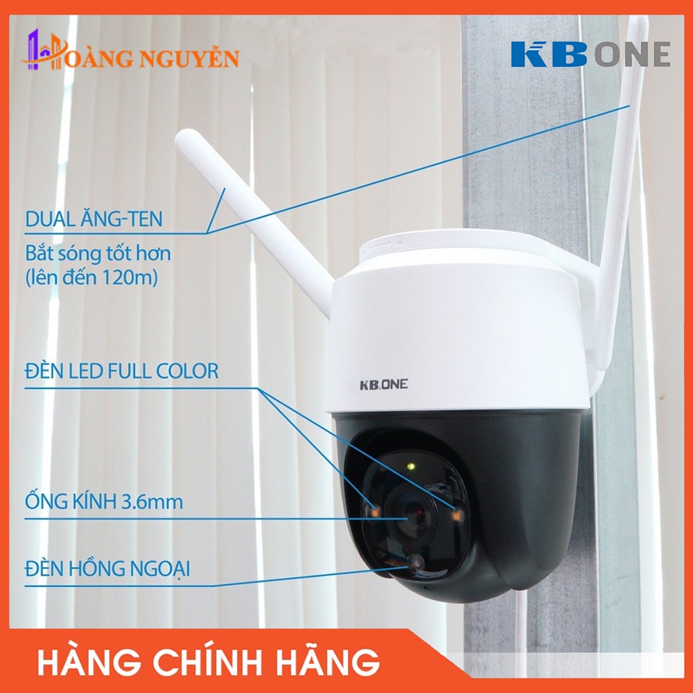 [NHÀ PHÂN PHỐI] Camera WIFI KBONE KN-S25F 2.0MP Full Color - KN-S25F Tích Hợp Còi Đèn Báo Động Đàm Thoại 2 Chiều