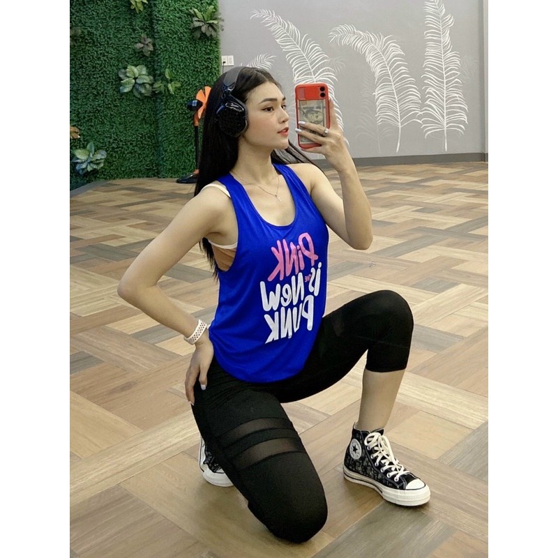 Áo tanktop pink tập gym, thể thao, yoga