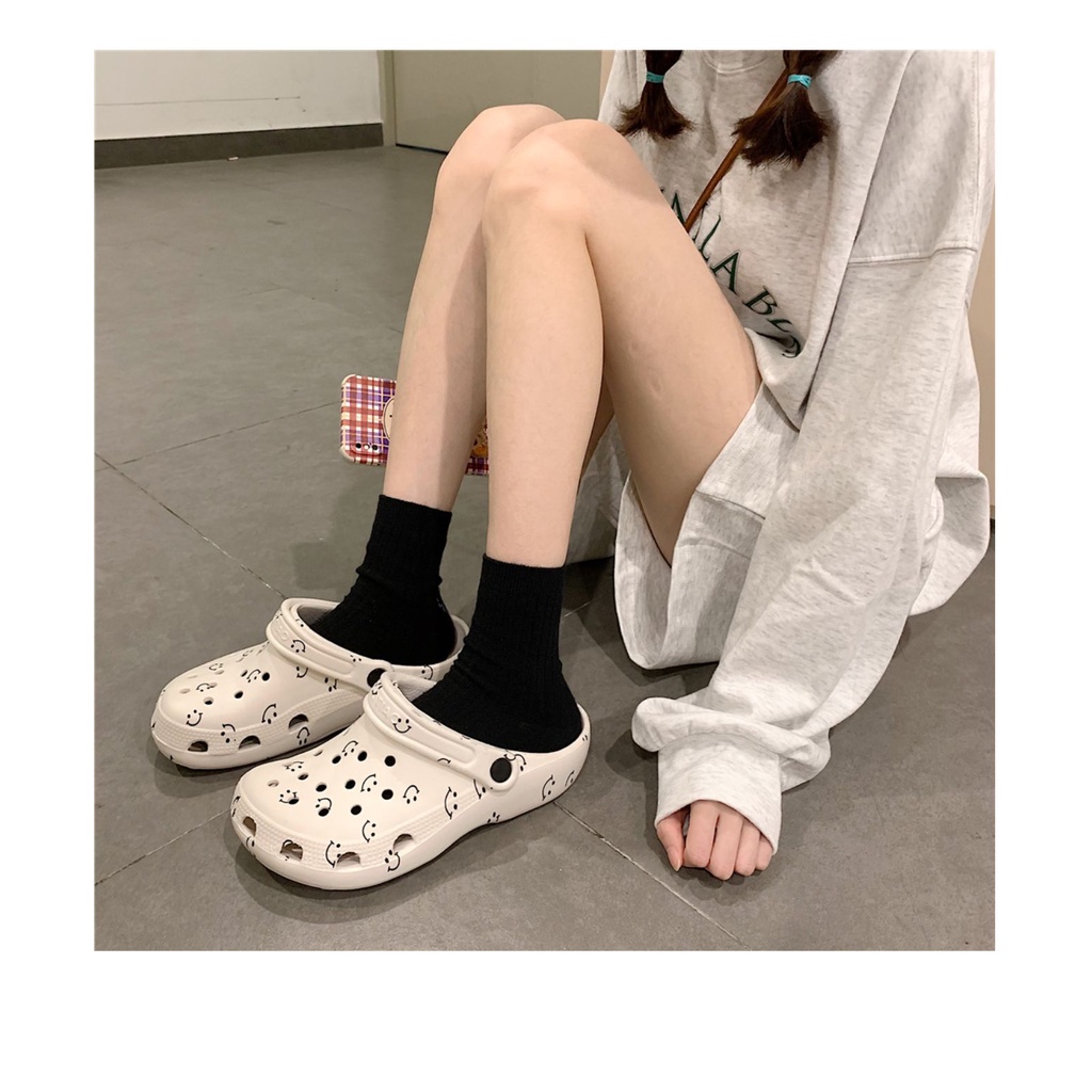 Giày Đế Dày Đục Lỗ Mùa Hè Dễ Thương Phong Cách Hàn Quốc Cho Nữ