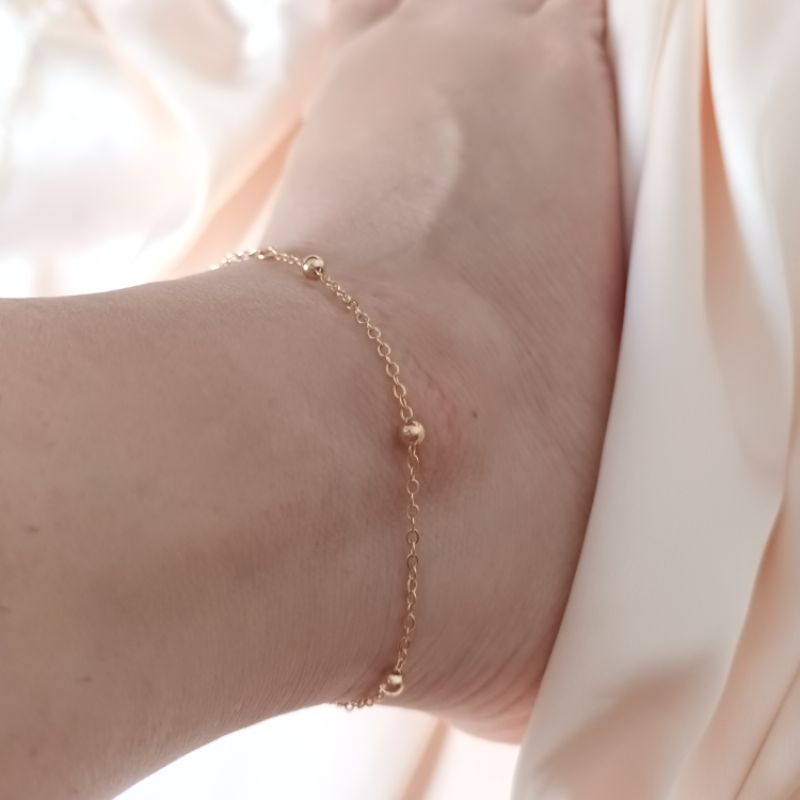 Lắc chân nữ kiểu Hàn xinh xinh ko đen không gỉ khóa bạc 925 mạ vàng siêu bền màu