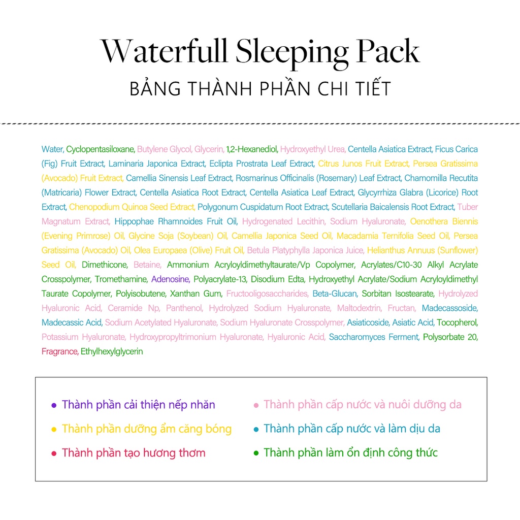 [d'Alba Official] Mặt nạ ngủ cấp nước sáng da hộp 12 gói Waterfull Vegan Sleeping Pack