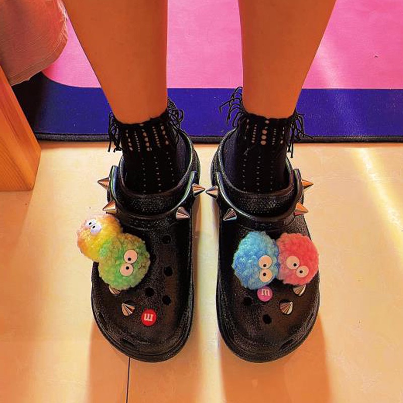 Phụ Kiện Trang Trí Giày crocs Hình Mắt Nhồi Bông Dễ Thương DIY