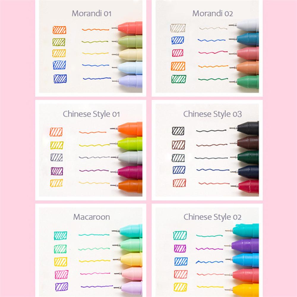 Set 5 Bút Morandi Macron 0.5mm DIY Nhiều Màu Sắc Cổ Điển Dành Cho Học Sinh N1V6