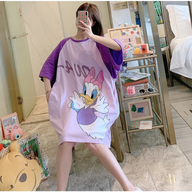 Đầm Mặc Nhà, Mặc Ngủ Dài Hoạt Hinh Disney Vải Thun Mềm Mịn Thoáng Mát Họa Tiết Dễ Thương V38030 | BigBuy360 - bigbuy360.vn