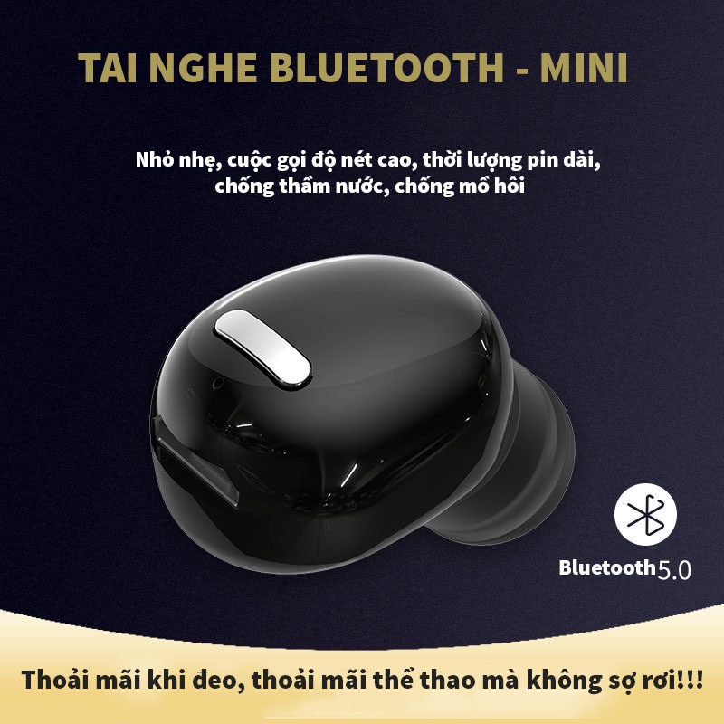 Tai nghe bluetooth Hitoor XT-5  dual-pass 5.0 stereo thể thao không dây đơn siêu nhỏ