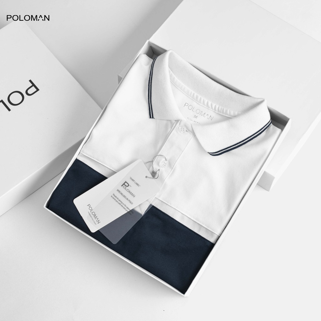 Áo Polo nam cổ bẻ phối UCO vải cá sấu Cotton xuất xịn,chuẩn form,sang trọng-lịch lãm màu TRẮNG P44 - POLOMAN | BigBuy360 - bigbuy360.vn