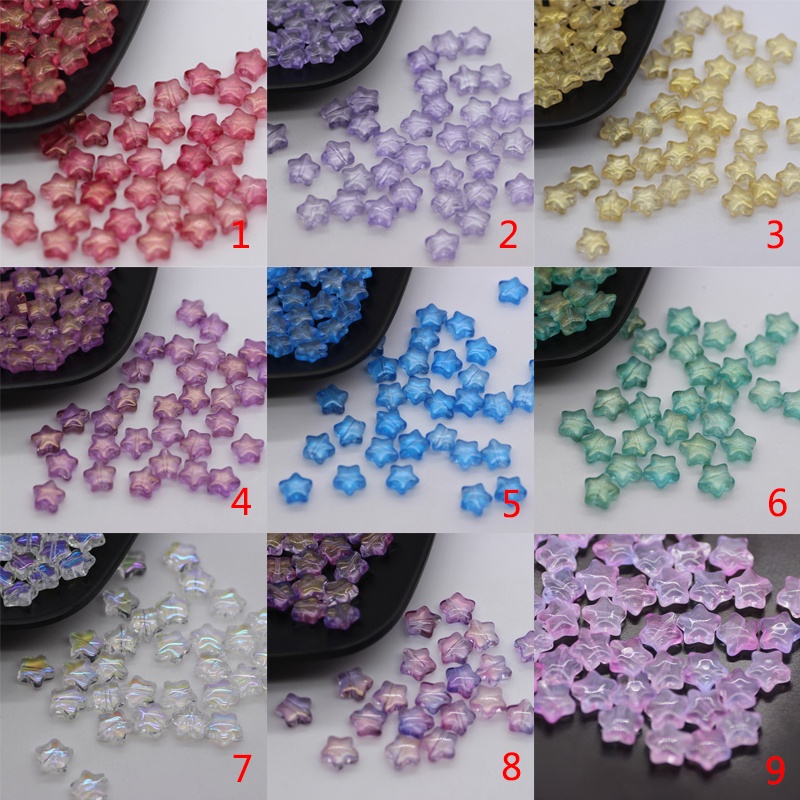 Bộ 50 Hạt Hình Ngôi Sao Năm Cánh Nhỏ 8mm Tự Làm Trang Sức