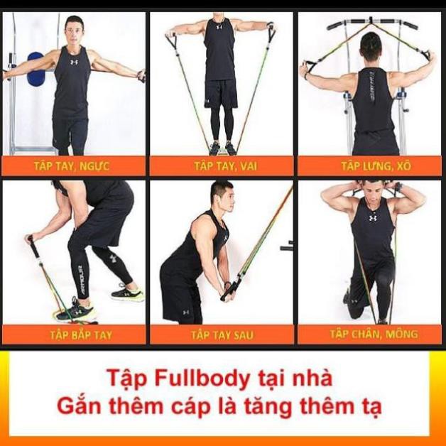 Bộ 5 Dây tập Gym ngũ sắc ,tập gym tập thể hình móc kim loại