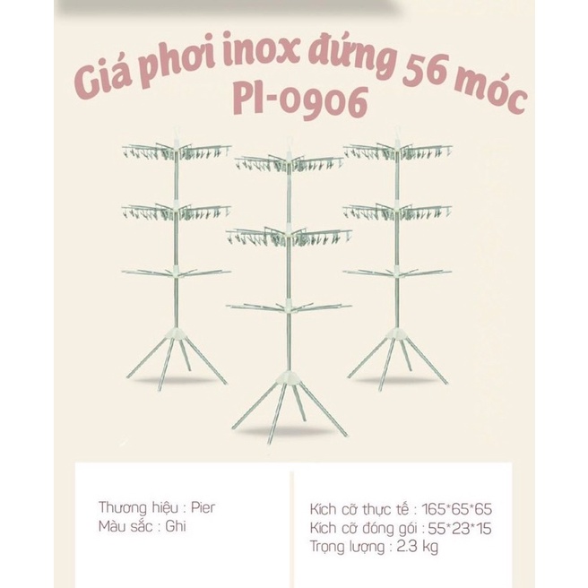 Pier - Giá phơi đứng inox 56 móc PI0906