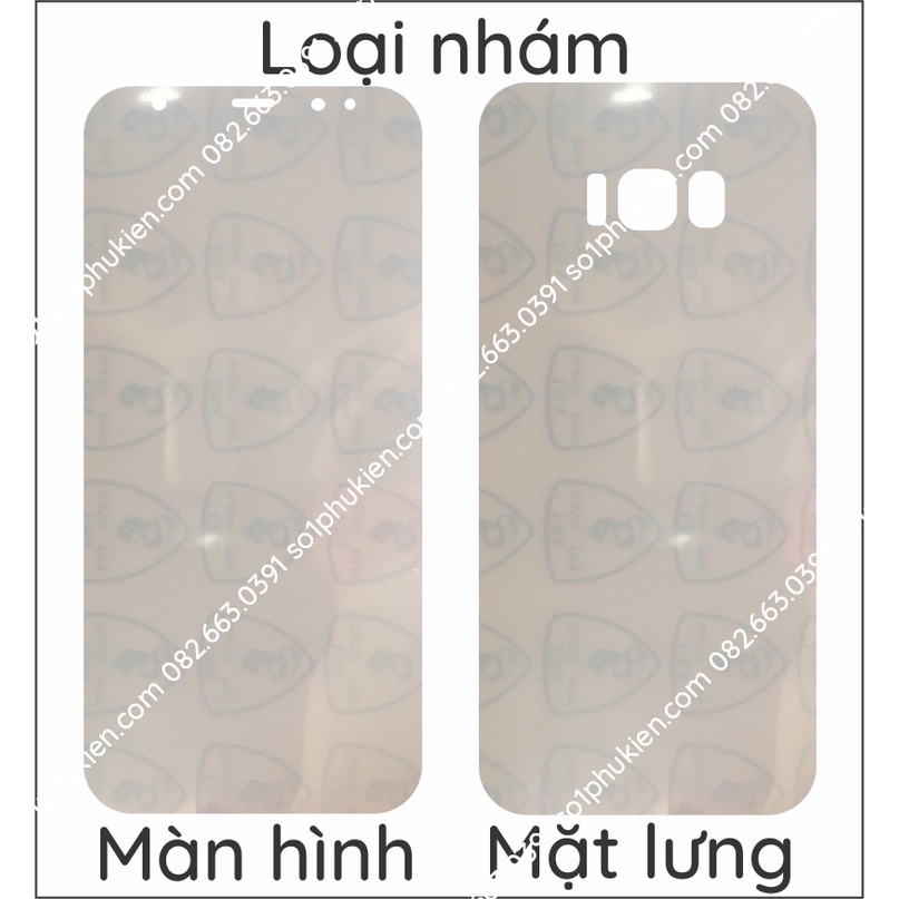 Dán PPF Samsung S8/ S8 Plus loại trong, nhám, da cá sấu màn hình, mặt lưng, full body lưng viền siêu bảo vệ