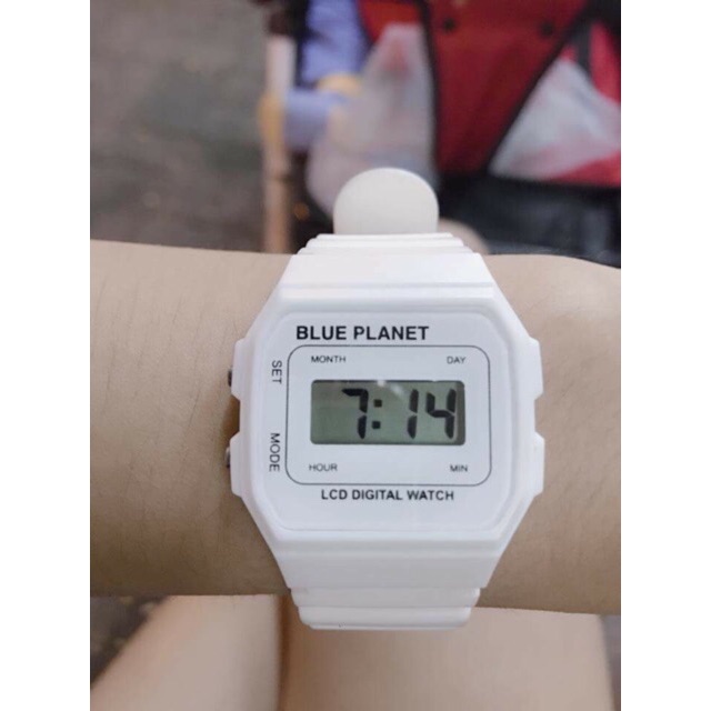 blue planet lcd digital watch